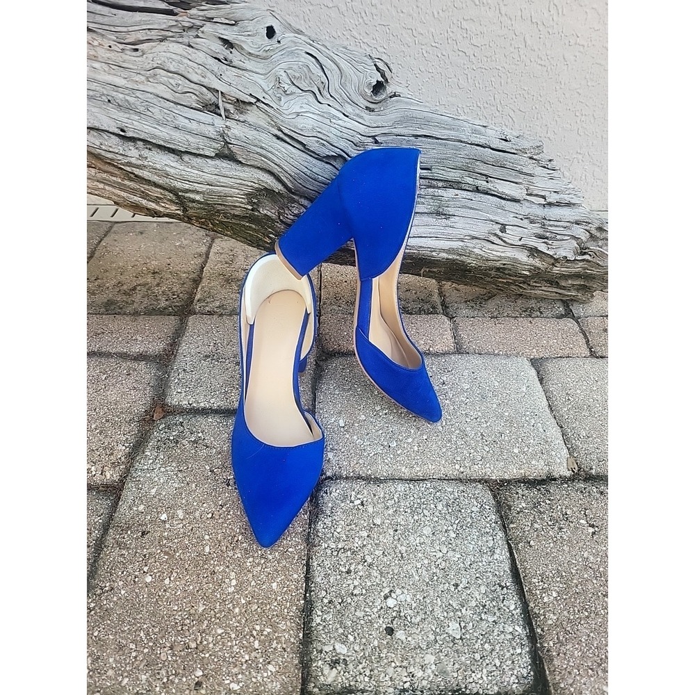 Rouge Helium Women's Suede Blue Pointed Block Heel Size 6.5